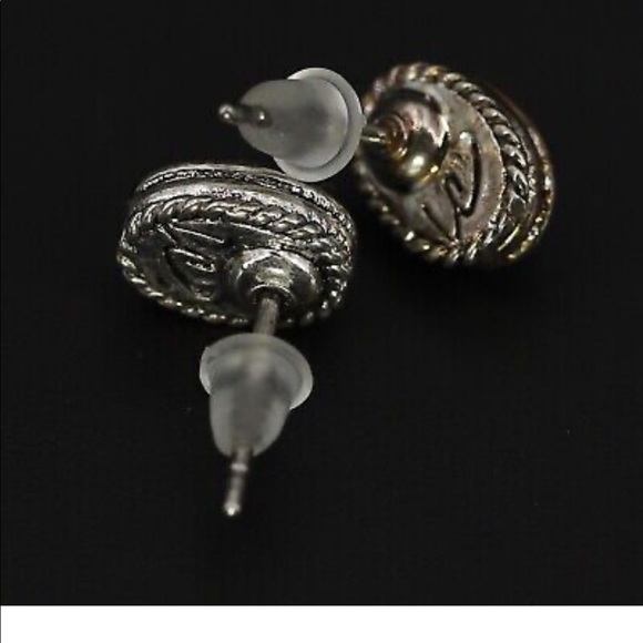 Sterling Silver - Braided Faux Pearl Post Earrings - 1g - Picture 3 of 3